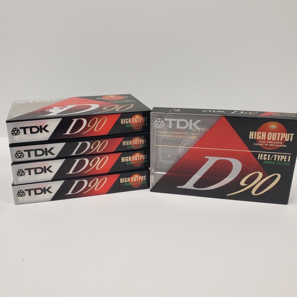 TDK D90 5 Pack Audio Cassette Tapes IEC Type 1 Normal Position 90 Minutes New